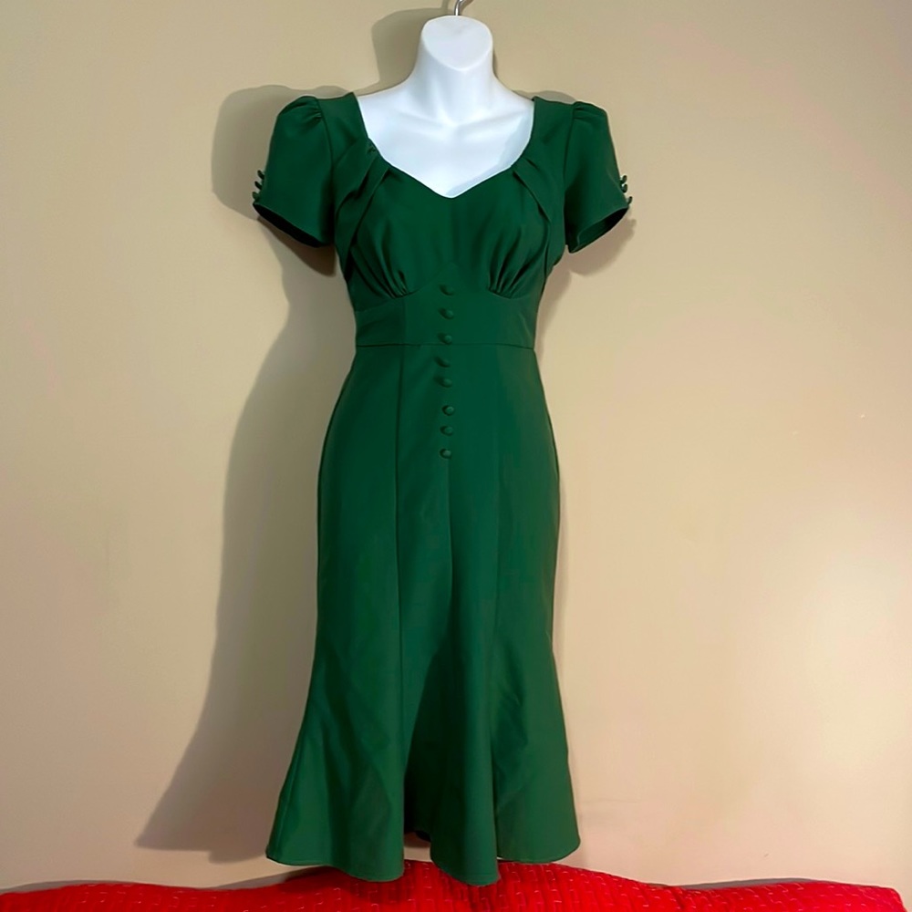 Stop, staring, dark green wiggle dress UK Sz xs